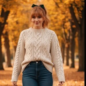 Banana Republic Cozy Cream Cable Knit Sweater